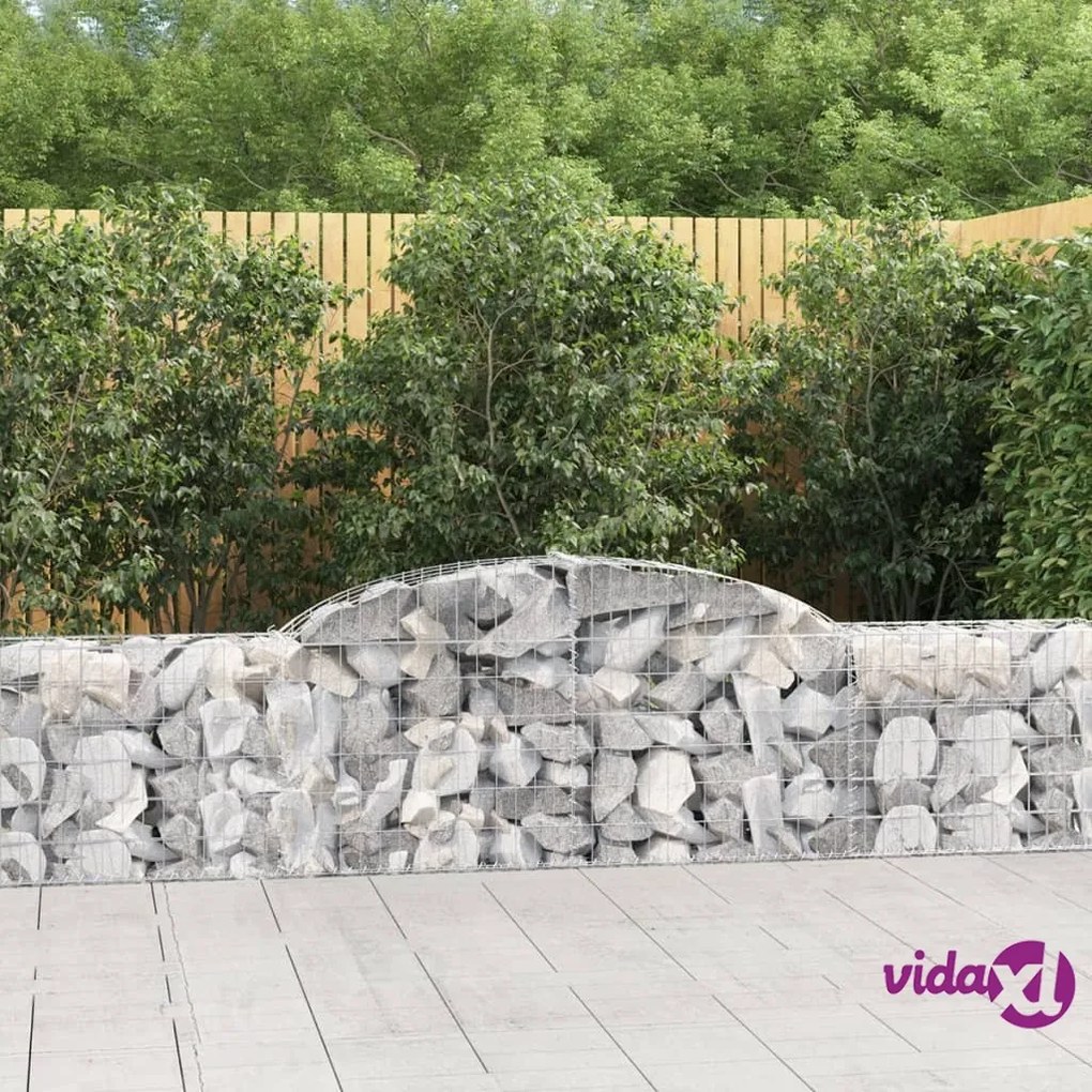 vidaXL Cesti Gabbioni ad Arco 7 pz 300x30x60/80 cm Ferro Zincato