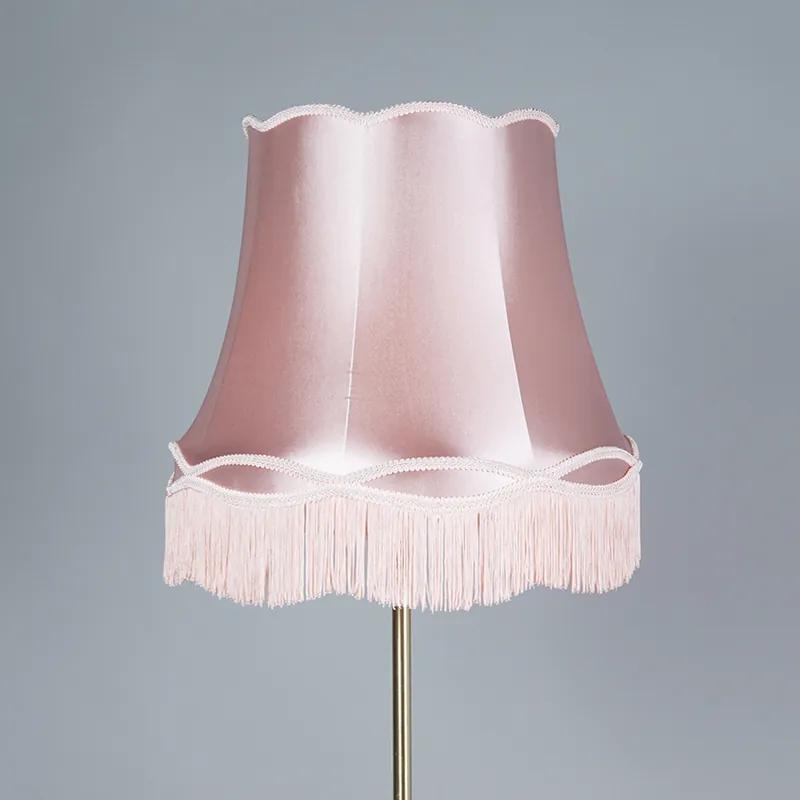 Lampada da terra ottone paralume Granny rosa 45 cm - KASO