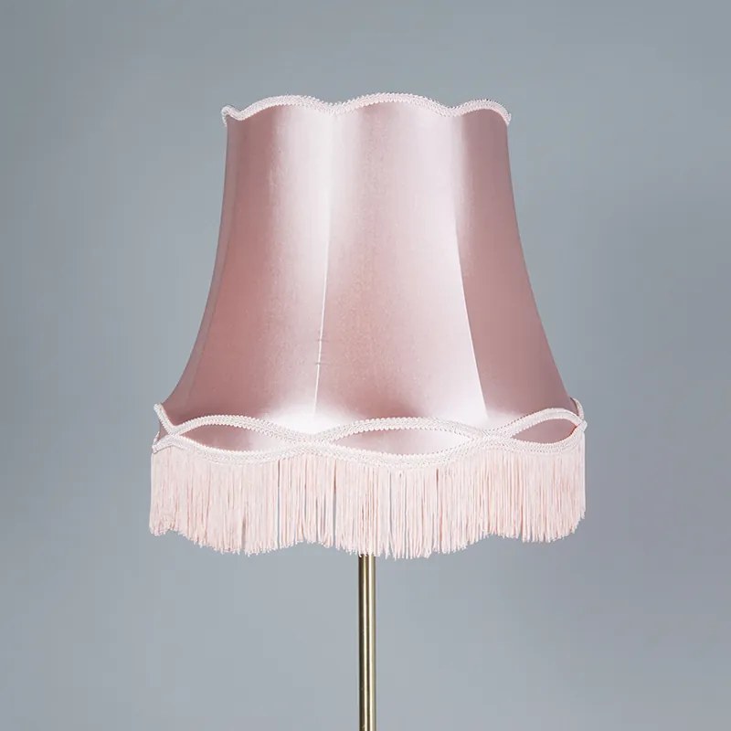 Lampada da terra retrò in ottone con paralume granny rosa 45 cm - Kaso