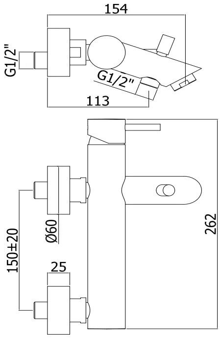 Paffoni Light Lig022 Miscelatore vasca Esterno Monocomando Senza Doccetta Cromo