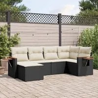 Set Divano da Giardino 6 pz con Cuscini Nero in Polyrattancod mxl 88911