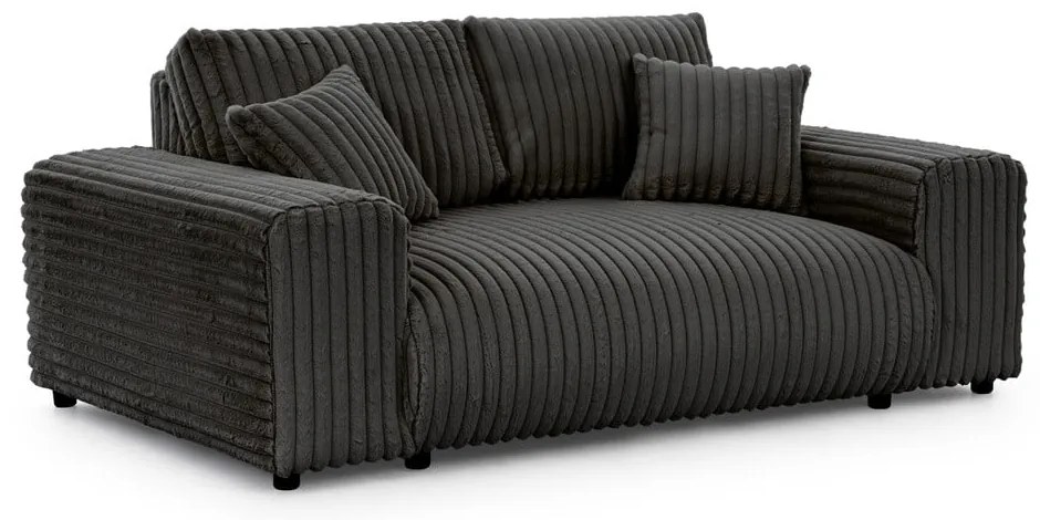Divano grigio scuro con rivestimento in velluto a coste 178 cm Justin – Ropez