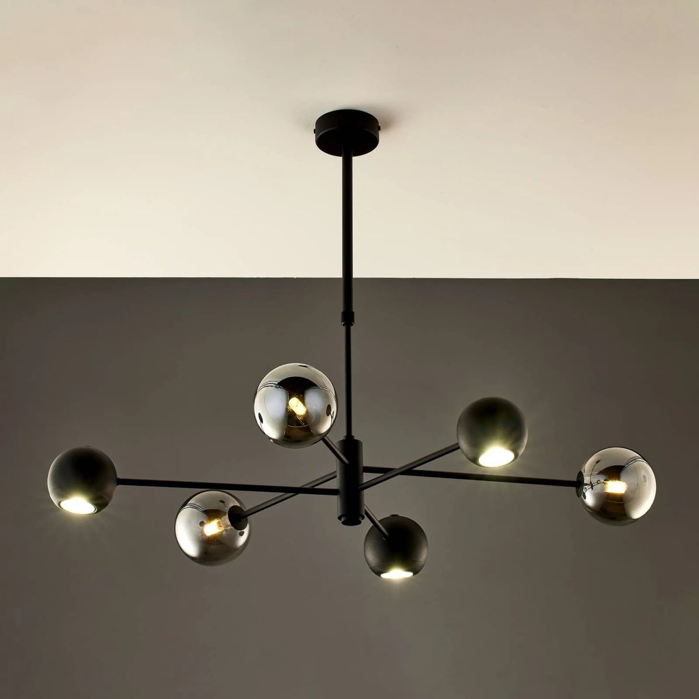 Jupiter Lampada a sospensione Moka, nero, vetro, a 6 luci, G9, GU10