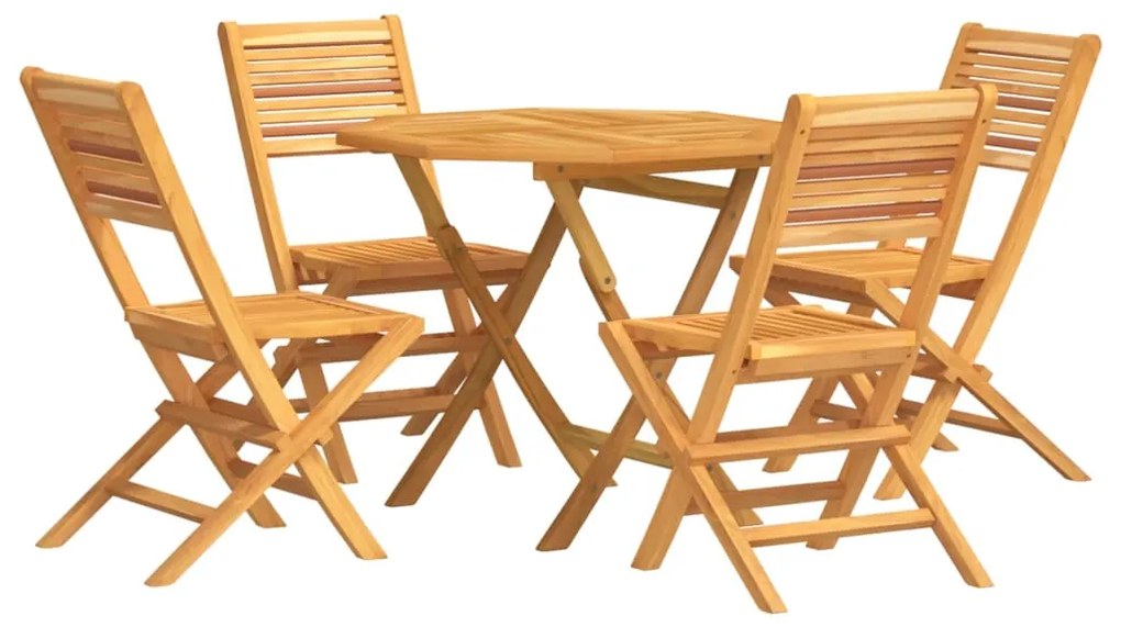 Set da pranzo per giardino 5 pz in legno massello di teak