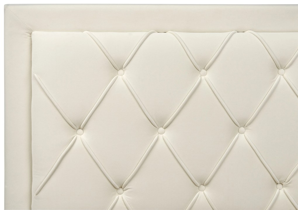 Letto matrimoniale con contenitore velluto crema chiaro 160 x 200 cm LIEVIN Beliani