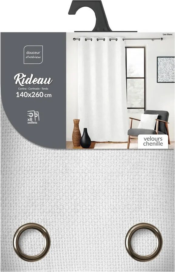 Tenda bianca in ciniglia 140x260 cm Leo – douceur d'intérieur