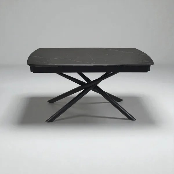 Tavolo moderno allungabile Veral 160-240x90 cm top marmo e struttura nera