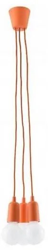 Lampadario su filo DIEGO 3xE27/60W/230V arancione