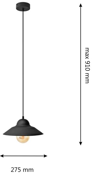 Lampadario a sospensione con filo SORAPIS 1xE27/15W/230V nero
