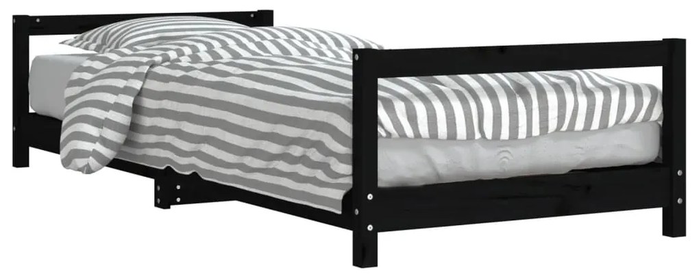 Giroletto per bambini nero 80x200 cm in legno massello di pino