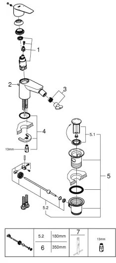 GROHE 23345001 - Miscelatore per bidet START EDGE, cromato lucido