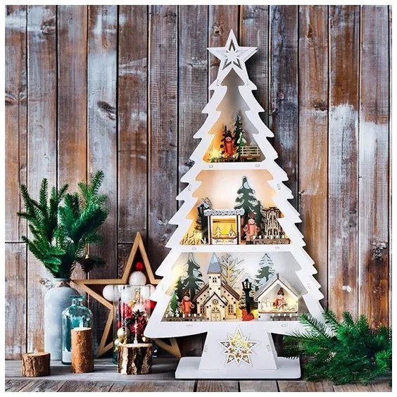 Solight 1V283 - Decorazione natalizia LED 13xLED/2xAA alberello in legno