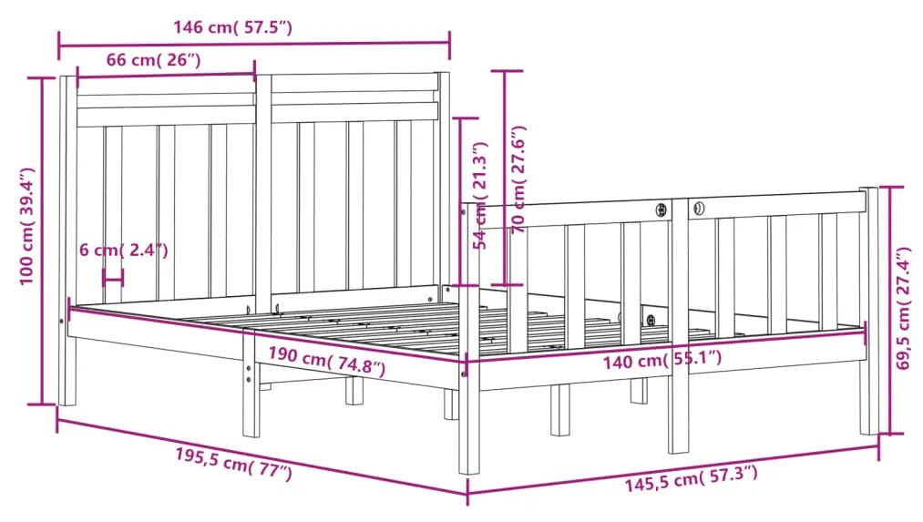 Giroletto Bianco in Legno Massello 140x190 cm