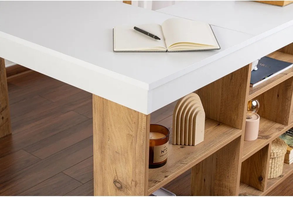 Scrivania angolare con effetto pino 120x130 cm Vesper – Kalune Design
