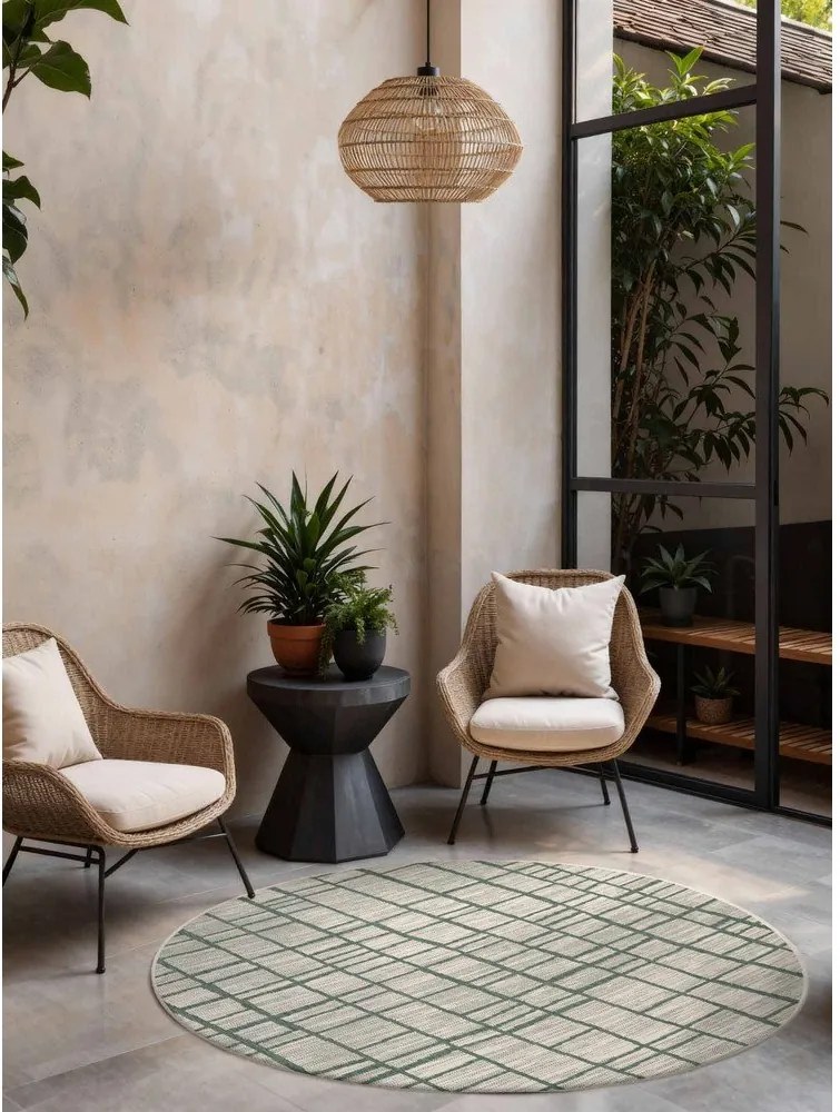 Tappeto da interno/esterno rotondo verde/color crema ø 200 cm Haringey Crouch – Ted Baker