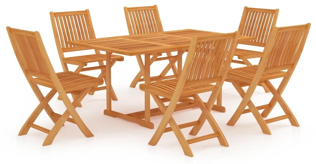 Set da pranzo da giardino 7 pz in legno massello di teak