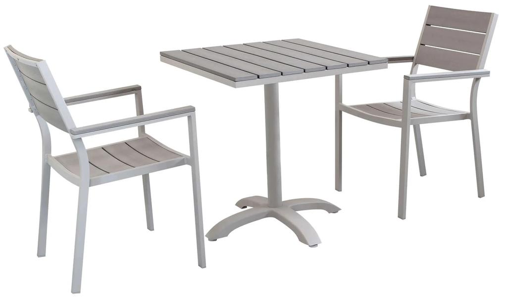 XANTHUS - set tavolo da giardino 70x70 compreso di 2 poltrone in alluminio e polywood