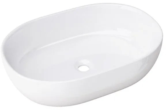 Lavabo da appoggio Chiure ovale in ceramica L 60 x H 14.5 x P 40 cm bianco lucido piletta non inclusa