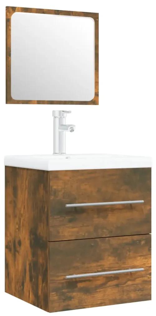 Mobile bagno con lavabo integrato rovere fumo legno multistrato