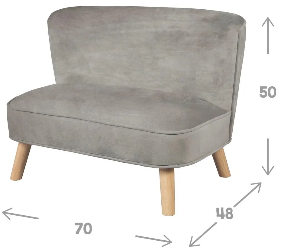 Divano per bambini in velluto grigio chiaro 70 cm Lil Sofa - Roba