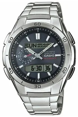 Orologio Uomo Casio WAVE CEPTOR Multibadn 6 Tough Solar Nero Grigio Argentato (Ø 43,5 mm)