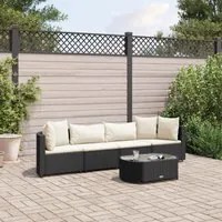 Set Divani da Giardino 5 pz con Cuscini in Polyrattan Nero 3308368