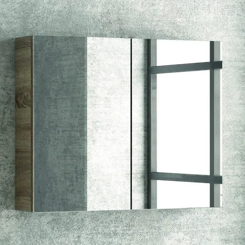 Kamalu - specchiera bagno contenitore in legno 80x13x75 cm sp-80