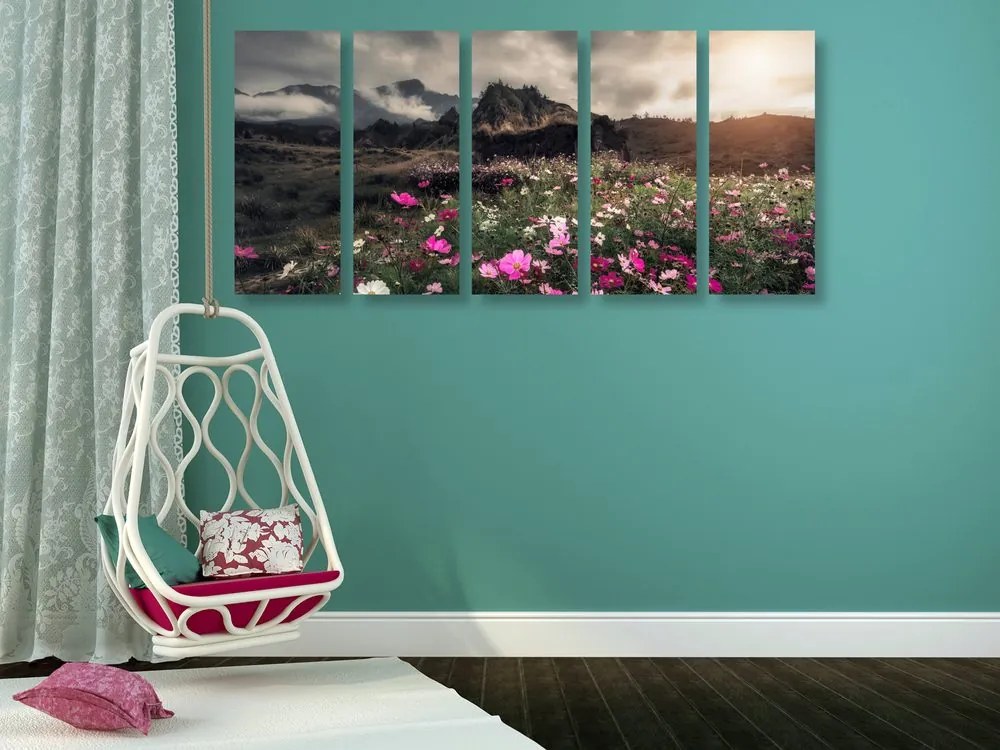 Quadri 5 pezzi – Prato di fiori in fiore