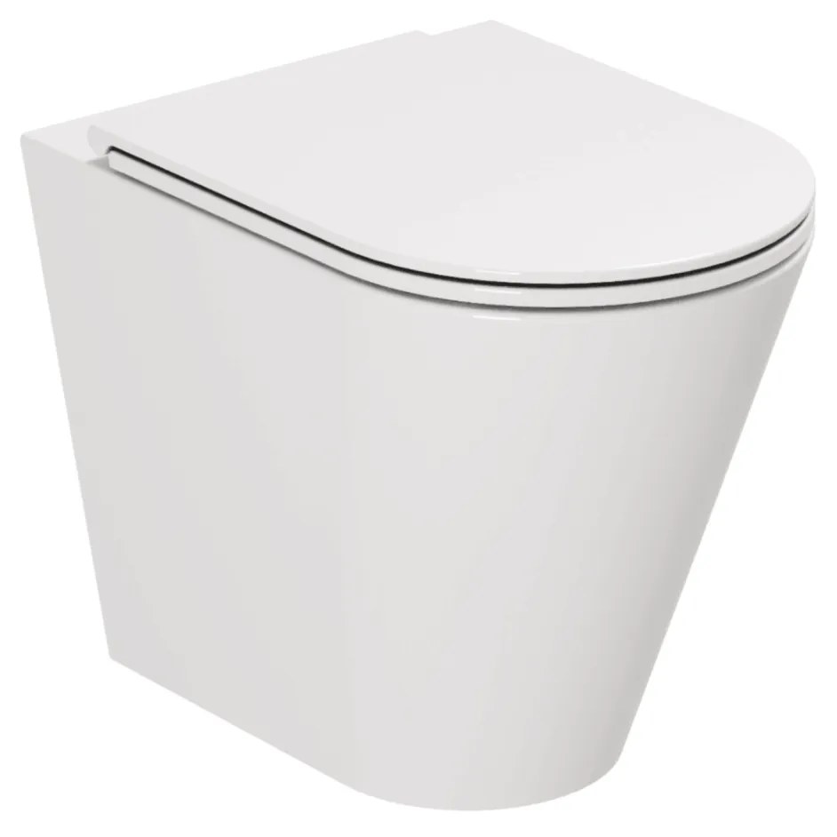 Wc a Terra Senza Brida Azzurra Ceramica "Forma" Bianco Lucido
