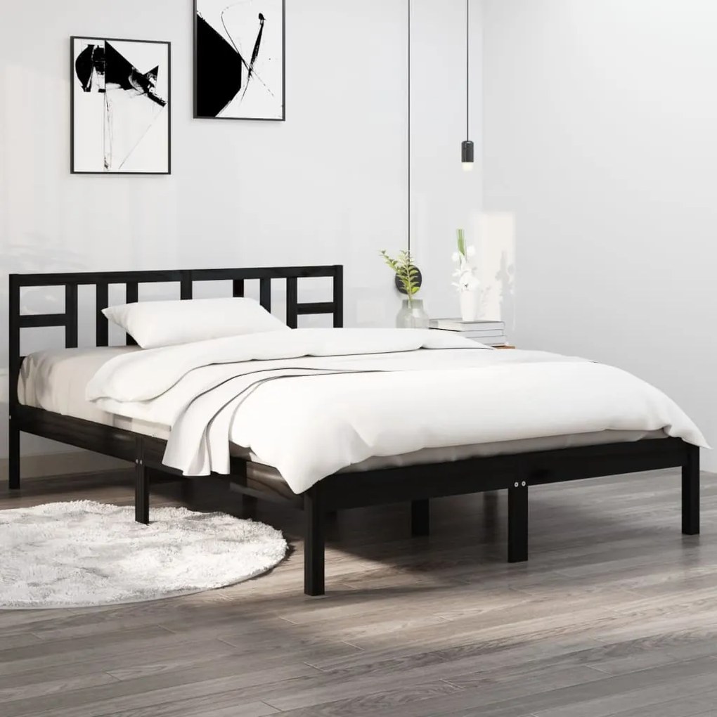Giroletto Nero İn Legno Massello 140x190 Cm /