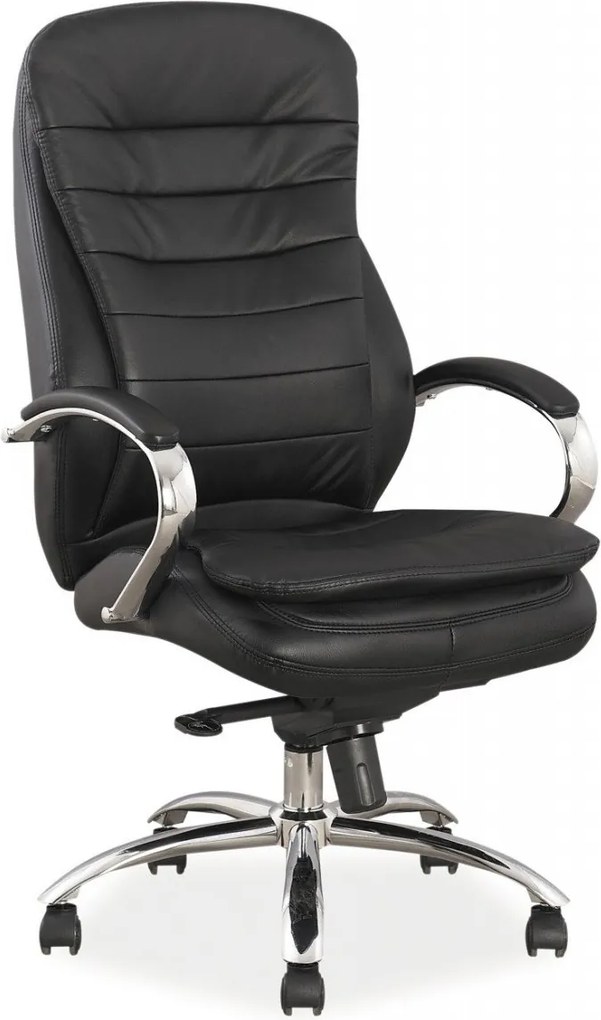 Sedia da ufficio Q-154 in pelle naturale nera