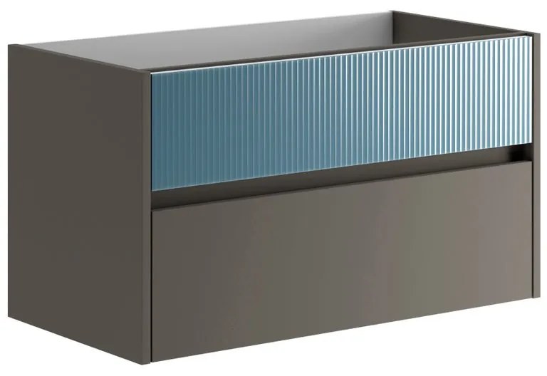 Mobile da bagno sospeso sotto lavabo L 89.5 x H 50 x P 45.5 cm grigio laccato opaco, 2 cassetti Niwa