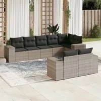 Set Divano da Giardino 8pz con Cuscini Grigio Chiaro Polyrattan 3222821