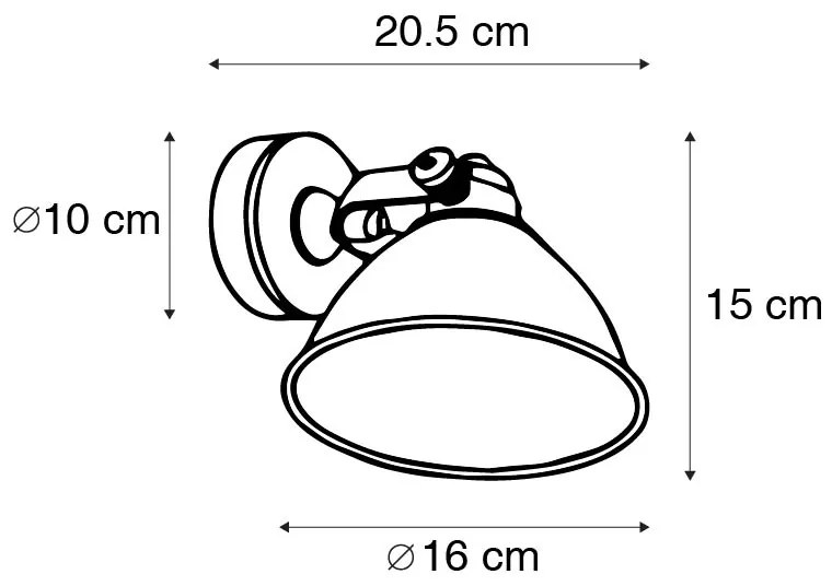 Applique da parete industriale bronzo con rame regolabile - Liko