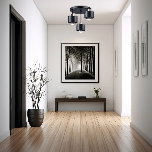 Lampadario a sospensione con supporto rigido 3xE27/35W/230V diametro 30 cm nero/oro