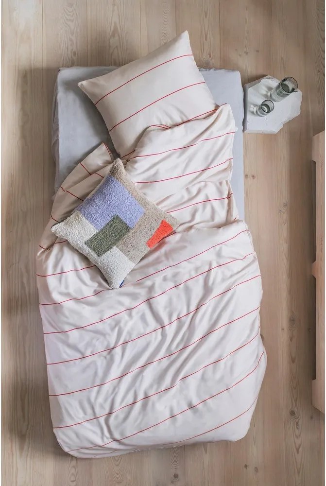 Lenzuolo singolo in cotone satin rosso e beige 140x220 cm Align - Mette Ditmer Denmark