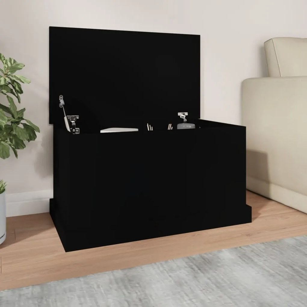Contenitore Portaoggetti Nero 70x40x38 Cm Legno Multistrato /