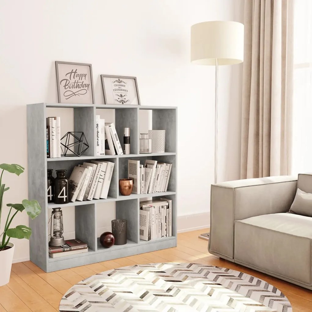 Libreria Grigio Cemento 97,5x29,5x100 Cm İn Legno Multistrato /