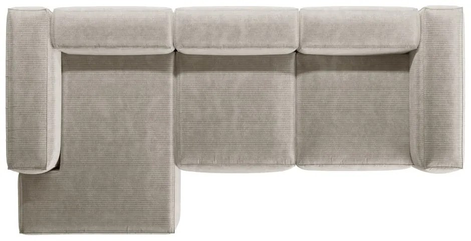 Divano angolare beige (con penisola a sinistra/con chaise lounge) con rivestimento in velluto a coste Bergamo – Cosmopolitan Design