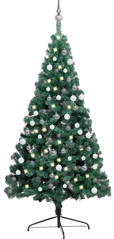 Albero Di Natale Preilluminato Con Supporto Verde 120 Cm Pvc /