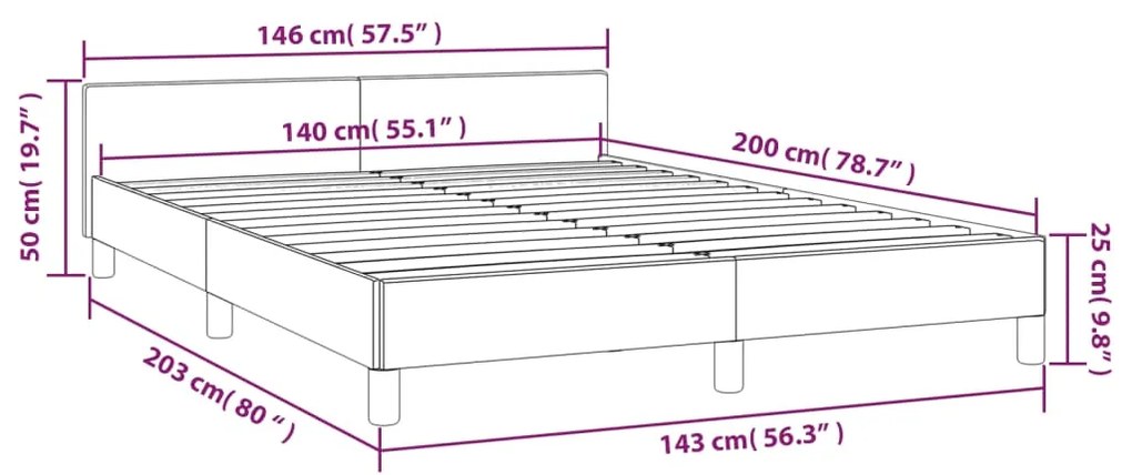 Giroletto con Testiera Marrone 140x200 cm in Similpelle