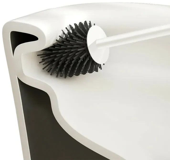 Scopino di ricambio per wc con setole in silicone grigio e manico bianco