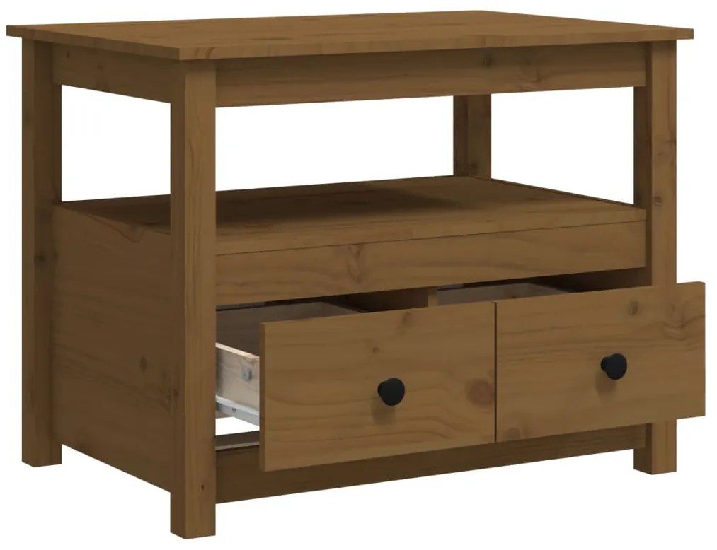 Tavolino da Salotto Miele 71x49x55 cm in Legno Massello di Pino