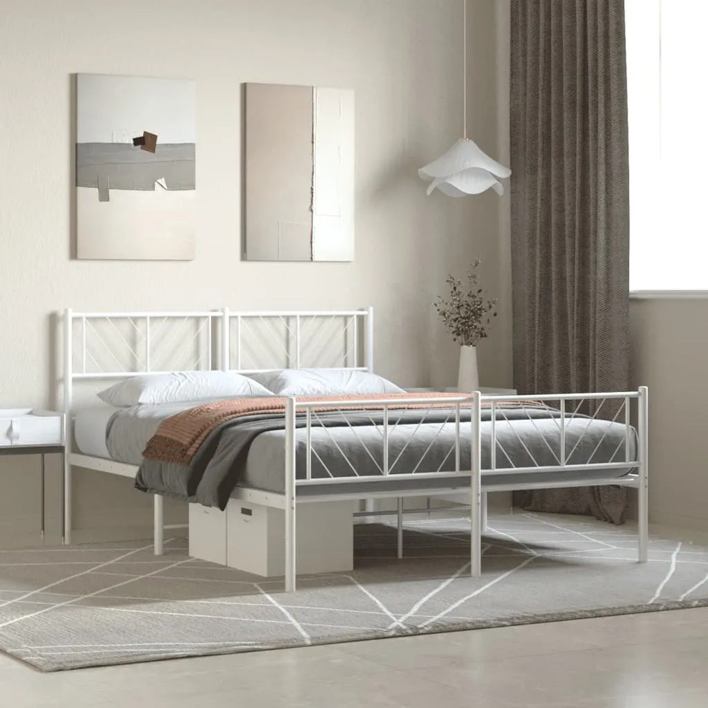 Giroletto Con Testiera E Pediera Metallo Bianco 160x200 Cm /