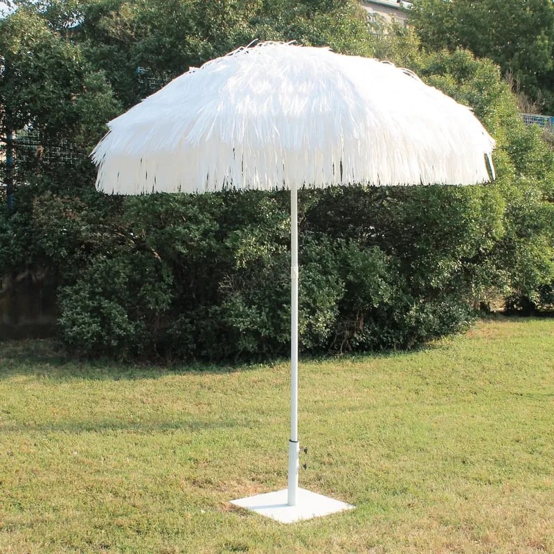 Ombrellone a palo centrale bianco Tahiti con telo ottagonale bianco L 200 x P 200 x H 200 cm