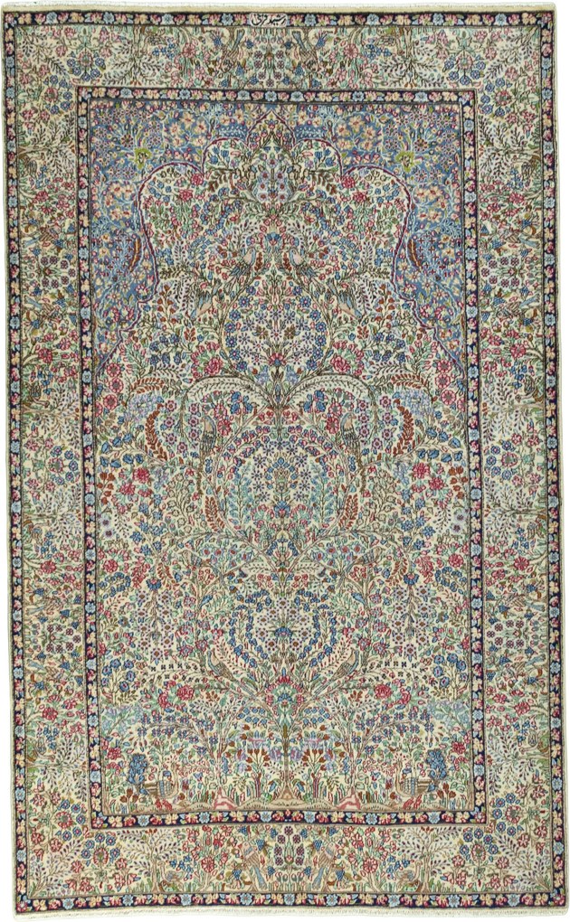 Kerman Tappeto 160x250 Beige (Iran) Annodato A Mano
