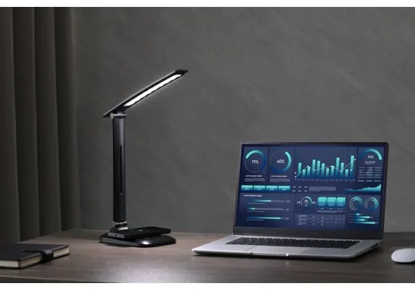 Immax 09106L - Lampada da tavolo LED dimmerabile con ricarica wireless QI LUMI LED/7W/230V nera