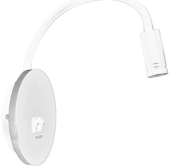 LED Lampada flessibile da parete con base USB 1xLED/8W+1xLED/2W/230V bianco/argento