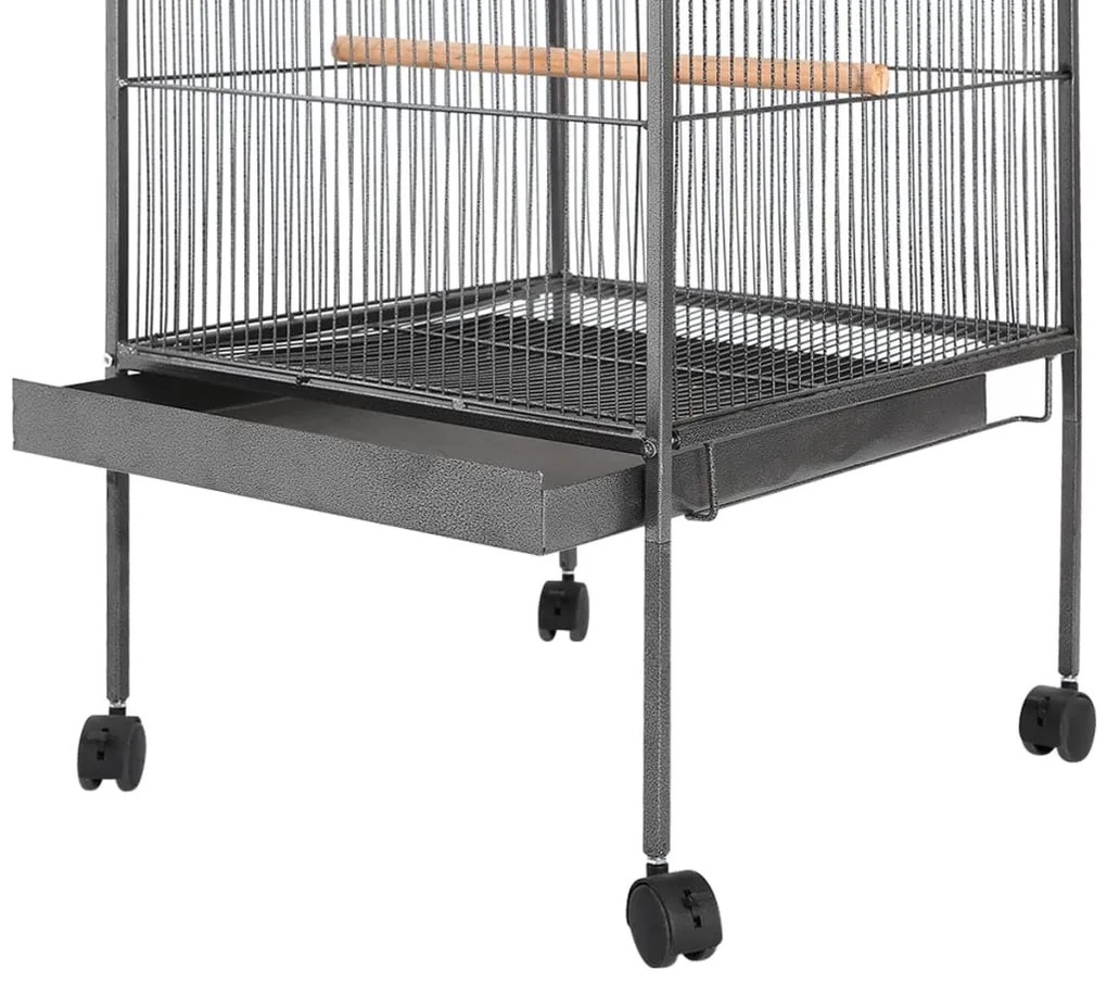 Gabbia per uccelli nera 54x54x146 cm in acciaio