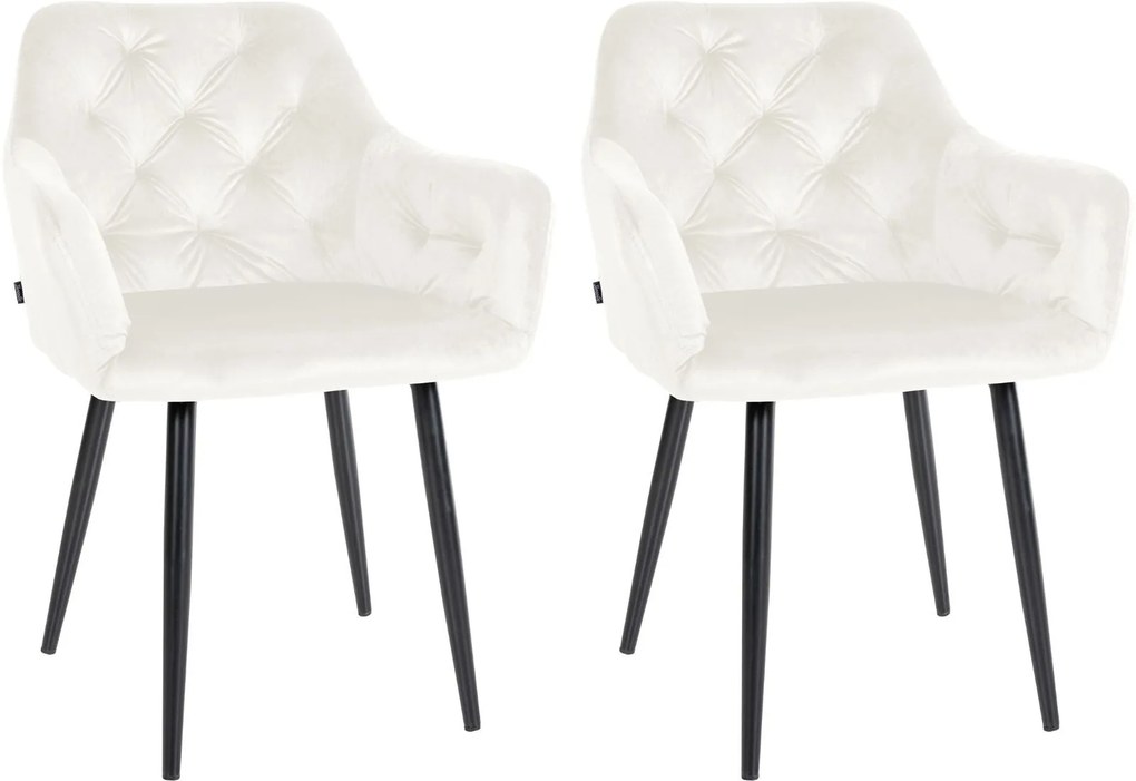 Set 2 Sedie Pranzo İn Velluto Stanley - Eleganza E Comfort / Creme